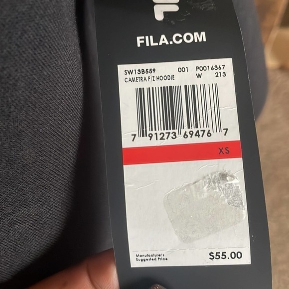 Fila jacket woman’s black zip hooded athletic NWT cotton blend coat Sz XS - Picture 3 of 8